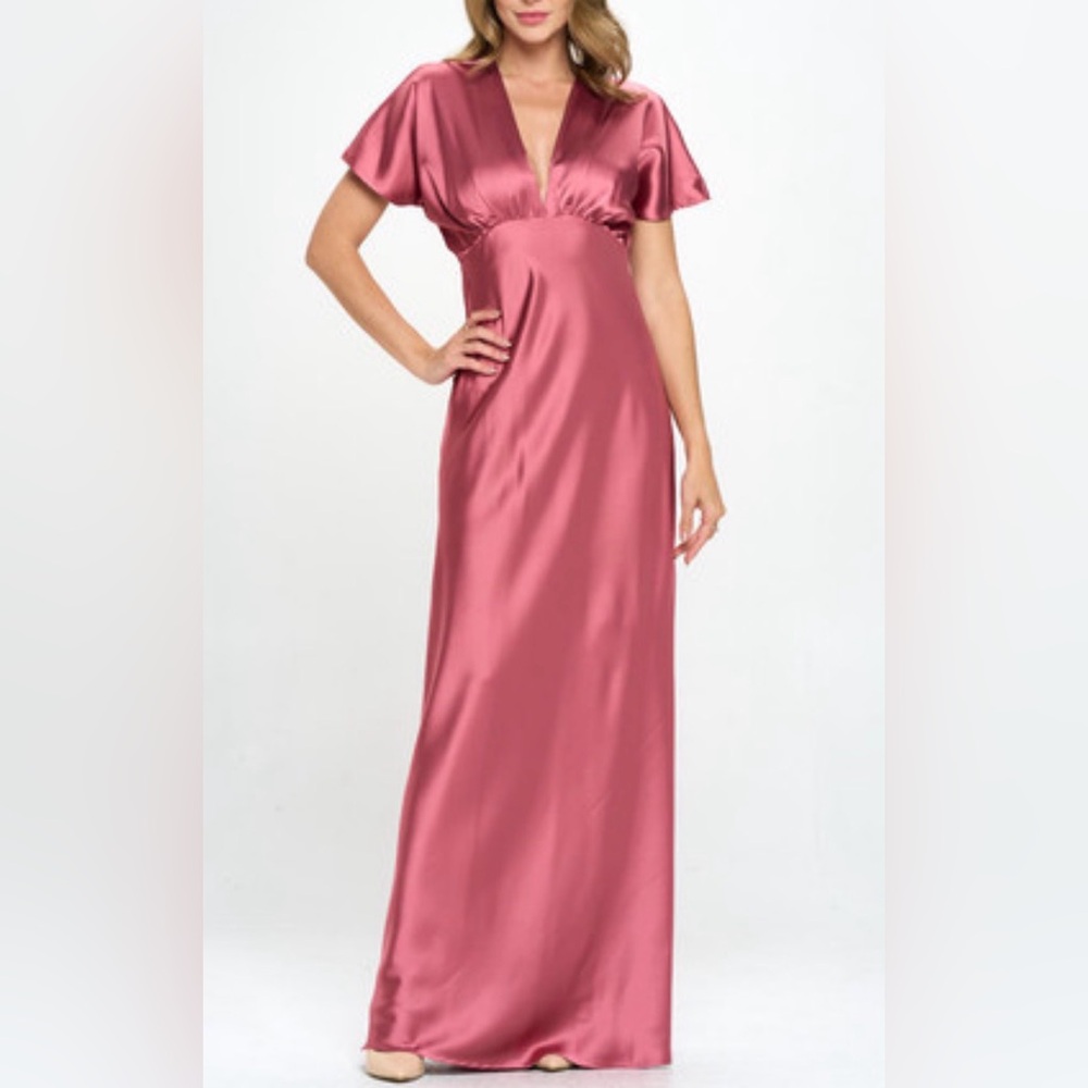 Renee Pink Satin Evening Gown